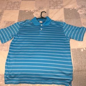 Callaway collared blue and white striped shirt